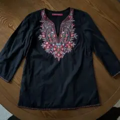 インド製DOLLY GIRL BY ANNA SUI 刺繍 チュニック ブラックのサムネイル