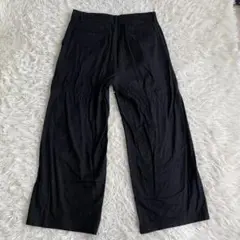 大きいサイズ　無印良品　ヘンプ混　ストレッチワイドパンツ　黒