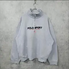 セ*ン様 古着 90s polo sport ポロスポーツ ハーフジップ グレー
