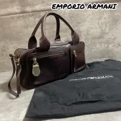 美品 EMPORIO ARMANI ハンド バッグ ボストン レザー アルマーニのサムネイル