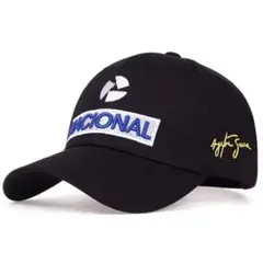 【新品】アイルトン セナ　NACIONALロゴキャップ 帽子 サイン刺繍入り