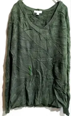 海外古着✨オリーブグリーン Vネック セーター【 M】