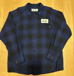 CHALLENGER オンブレ チェック ネルシャツ 長瀬着青黒