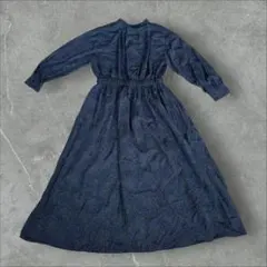 S-035 ナチュラルビューティーベーシック ワンピース M ドット柄 ロング丈