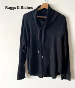 Raggs II Riches ワッフル ニット トップス【XL】黒 ゆったり