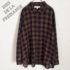 INES DE LA FRESSANGE コットンシアーチェックシャツ ブラウンのサムネイル