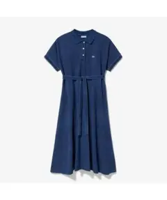 ネイビー ポロシャツスタイル 半袖ロングワンピース　LACOSTE