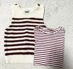 ★最安価★300円　【美品】ZARA 半袖　ボーダーTシャツ　赤色