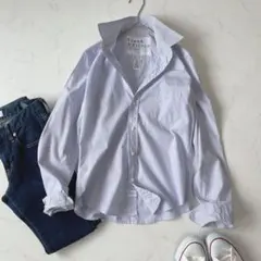 Frank & Eileen BARRY 長袖 ストライプ シャツ ライトブルーのサムネイル