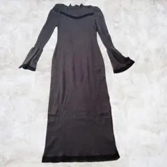 マーキュリーデュオ　薄手　ラメ入りダークグレー　ニットワンピース