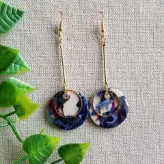 。*♡再販♡*。ゆらゆらピアス。:°ஐ♡*マーブル　No.322