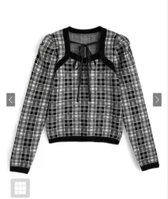 GRL チェック柄フロントリボンニットトップス[tw1249]