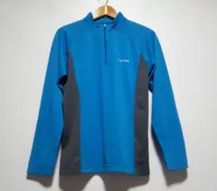 モンベル 春夏 クールロングスリーブジップシャツ 長袖Tシャツ 青 メンズM