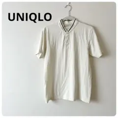 美品　アイボリー 白　半袖　ポロシャツ S ストライプ　UNIQLO ユニクロ