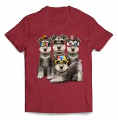 【優良在庫 】サングラスをかけたシュナウザー 犬 いぬ パーティー 半袖Tシャツ
