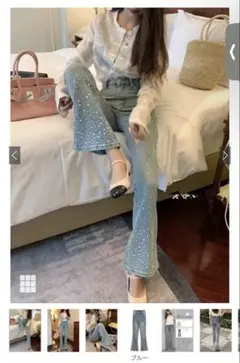 GRL ビジューデニムフレアパンツ[at2310]