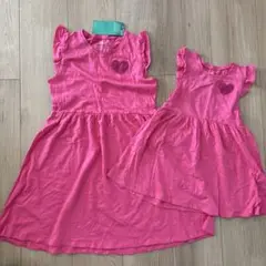 H&M ピンク ノースリーブワンピース 130cm100cm2点セット