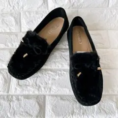 CIRCLE ファー付きローファー 23cm ブラック 未使用に近い 箱あり