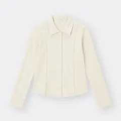 GU リブポロカーディガン　ナチュラル　Mサイズ