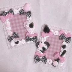 ホイップデコ トレカケース ペア 量産型 ピンク×ブラック いちご リボン ♡