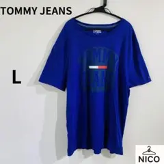 トミーヒルフィガー TOMMY JEANS Tシャツ L ブルー ビッグロゴ