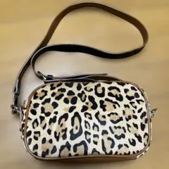 MOUSY ヒョウ柄 ブラック　レザー　ショルダーバッグ　ボディバッグ