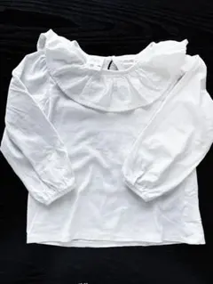 ZABA フリル付きホワイト長袖シャツ 3-4歳