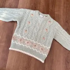 ZARAキッズ　4〜5y 110cmミントグリーン ケーブル編みセーター