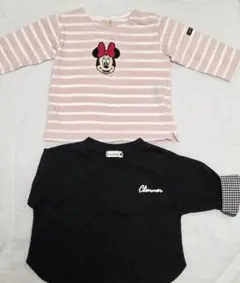 ベビー 長袖Tシャツ 2枚セット ミニーマウス ギンガムチェック 保育園