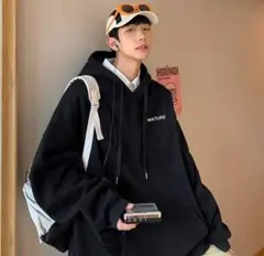 ワンポイントプリントプルオーバーパーカー L ユニセックス ブラック 新品未使用