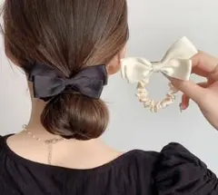 リボンとシュシュのヘアアクセサリーセット