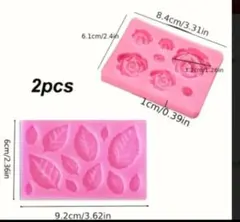 ハンドメイド用シリコンモールド☆2個セット☆薔薇＆葉っぱ型（別売り不可）