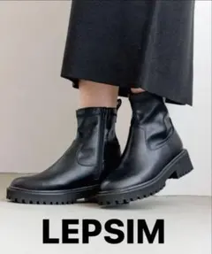 レプシム　ゼロかる厚底ブーツ黒Ｌショートブーツ　ミドルブーツ　軽量　シンプル