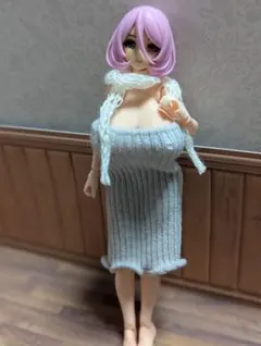 新作　大胸用　マフラー付タイトワンピ　グレー