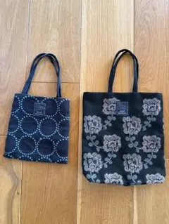 ハンドメイド　ミナペルホネン ブラウン刺繍トートバッグ 8701110223_1.jpg