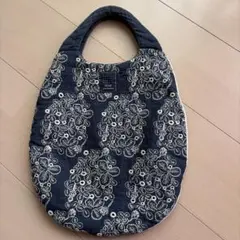 mina perhonen 刺繍 ハンドバッグ ネイビー