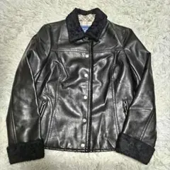 バーバリーブルーレーベル　レザージャケット　ボア　ノバチェック