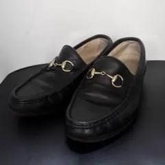 GUCCI horse bit loafers black 36 23cm