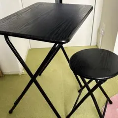 折り畳みコンパクトデスク&チェアセット黒　YST-SET