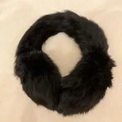 【美品】ラビットファー イヤーマフ 耳あて BLACK 黒