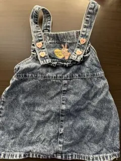 ウサギ刺繍デニムジャンバースカート　futafuta
