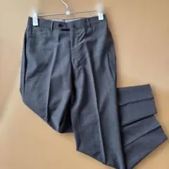 希少】90sバーバリーモヘア混ワイドスラックスグレー170A5スーツ光沢感