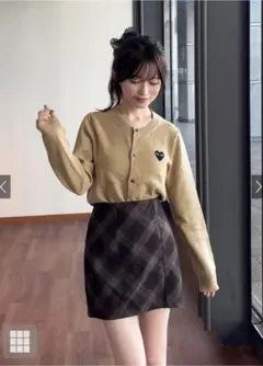 GRL インパン裏地付きチェック柄タイトミニスカート dk1546