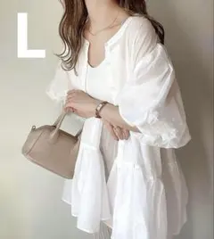 classicalelf 3wayバルーンスリーブティアードシアーシャツ L