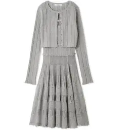 新品　SNIDEL スナイデル　レースクロシェカーデセットワンピース　グレー