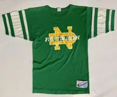 ★アメリカ製Champion チャンピオンフットボールTシャツグリーンプリントM