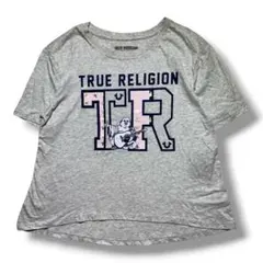 【F2574】TRUERELIGION　タグ付きTシャツ　サイズM相当　グレーのサムネイル