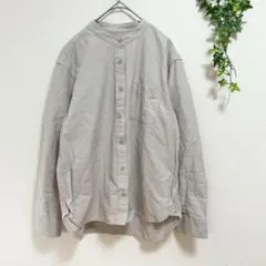 良品計画 無印 MUJI【S】長袖ノーカラーYシャツ 無地 綿100% シンプル