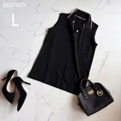 EASTBOY【L】イーストボーイ ノースリーブ ポロシャツ ブラック×パープルのサムネイル