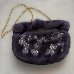 ZARA ダークパープル ファーショルダーバッグ
